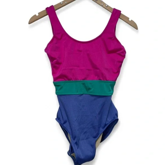Lands End Vintage 90s Colorblock Swimsuit Small Size 6 - Picture 3 of 12
